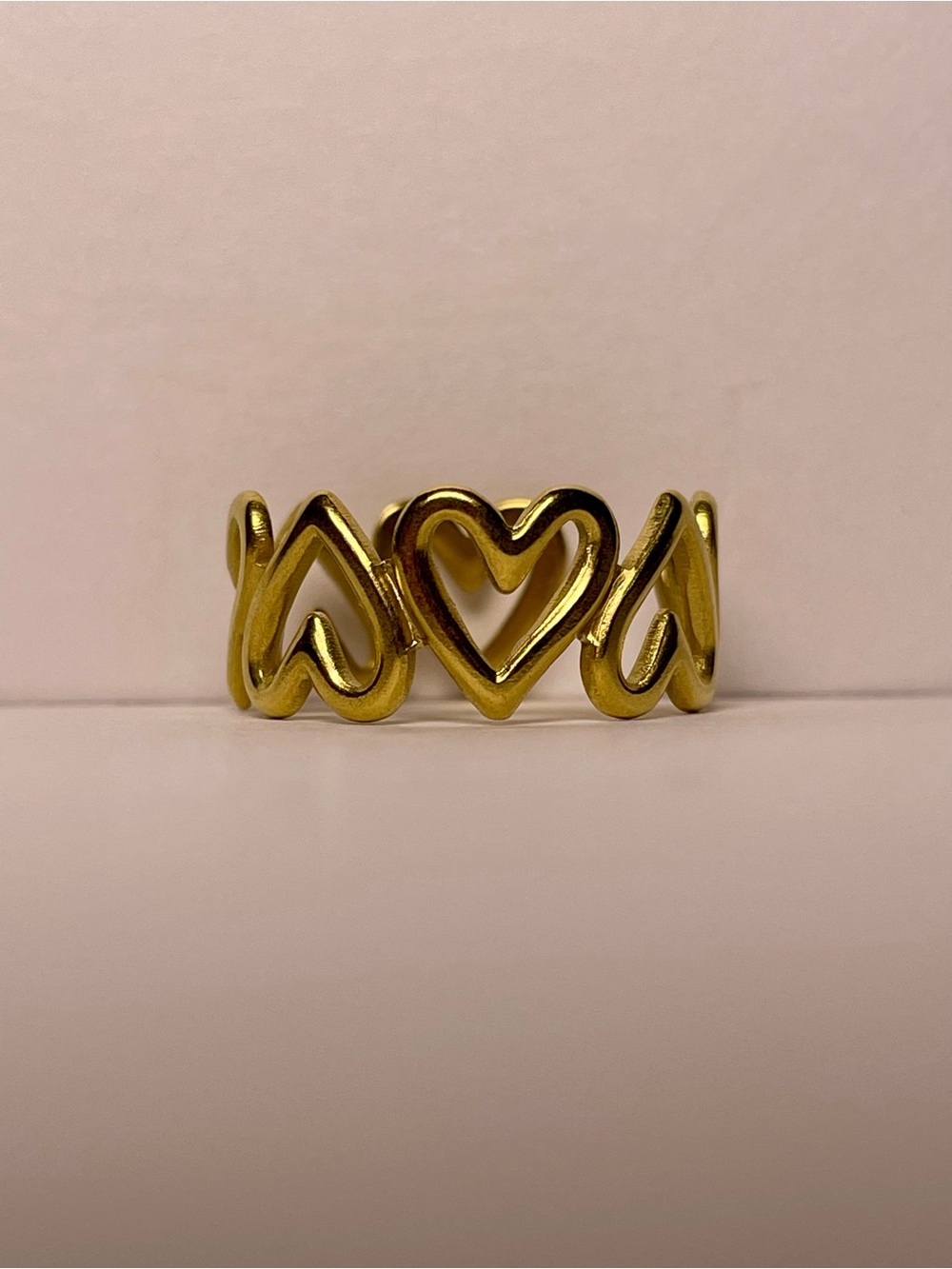 Gold Heart Pattern Ring - Picture 2 of 6